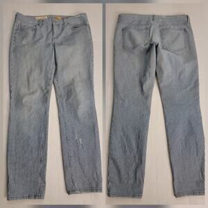 Pilcro Jeans Womens Sz 29 Stet Fit Crop Tapered Distressed Striped Anthropologie